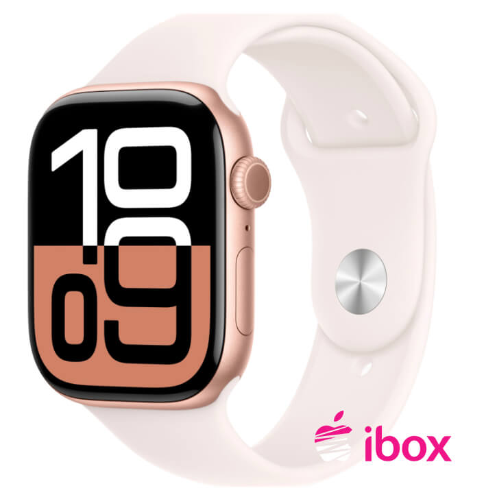 картинка Apple Watch Series 10, 42 мм, корпус из алюминия цвета «розовое золото», спортивный ремешок цвета «румянец» S/M от магазина Одежда+